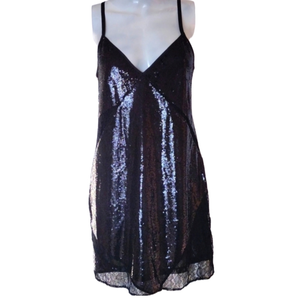 Marciano Los Angeles Dress Women's Medium Black Sequin & Lace Party Night Out